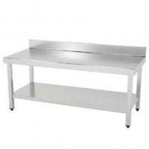 Mesa de acero inoxidable fondo 700 con estante y peto varios anchos IDM71 - Pepebar Mesa de acero inoxidable fondo 700 con estante y peto varios anchos IDM71