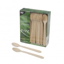 100 Cucharillas de café de madera biodegradable gama Pure 11 cm