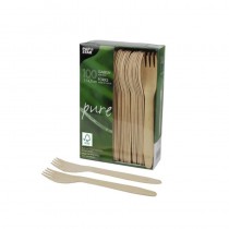 100 Tenedores, madera biodegradable gama Pure 16,5 cm