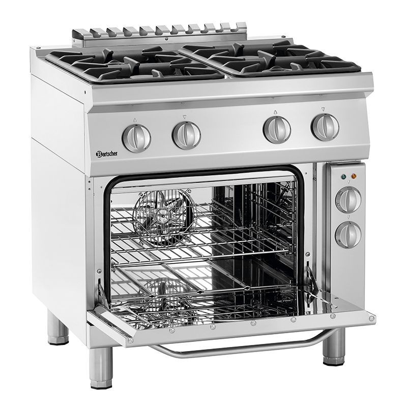 ⊛ Cocinas Industriales ✓ Cocina a gas con horno y 4 fogones Bartscher  2852441 | PepeBar.com