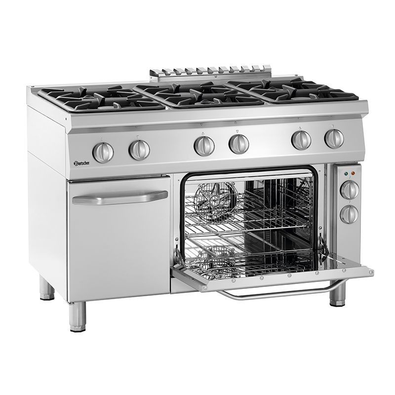 Cocina a gas industrial de 6 fogones con horno electrico Bartscher 2852491  | ⬆Mejor precio en PepeBar.com