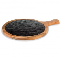 Tabla de pizarra y acacia redonda con mango 21x31cm Pujadas P28620