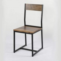 Silla Odín hierro negro y madera envejecida Hobeto 206380