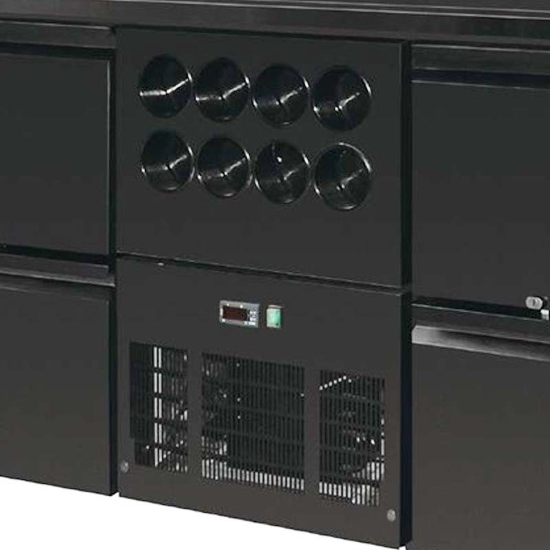 Comprar Botellero bajo mostrador frigorífico 4 cajones y cava vinos 8 botellas GL457 en Pepebar