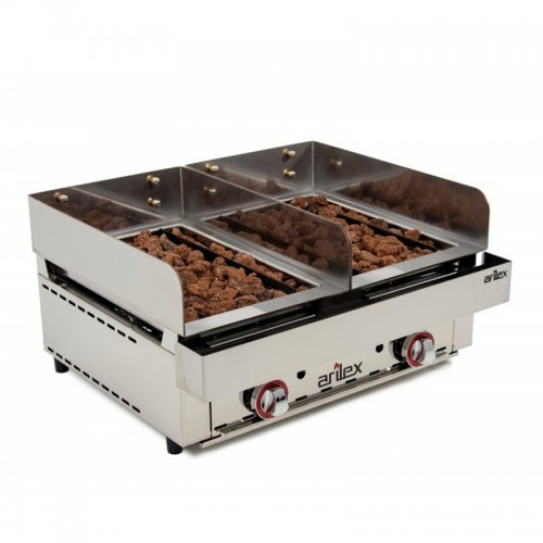 Parrilla vasca a gas piedra volcánica con separación 2 parrillas 3535VAS Comprar Parrilla vasca a gas piedra volcánica con separación 2 parrillas 3535VAS en Pepebar