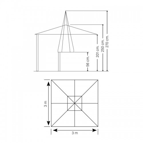 Comprar Parasol de mástil lateral de 3x3m línea basic 878 Conva en Pepebar