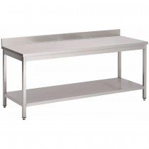 Mesa de acero inoxidable Gastro-M con estante y peto 1000x700x850mm GN131