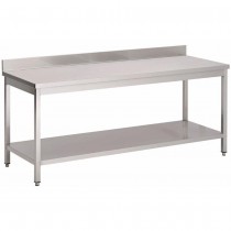 Mesa de acero inoxidable Gastro-M con estante y peto 1600x700x850mm GN135