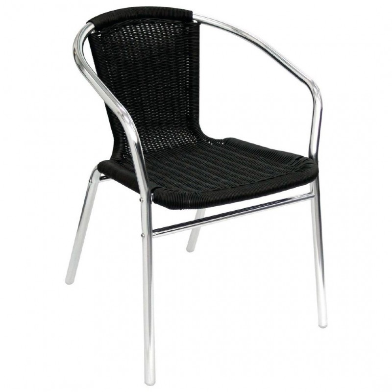 Comprar Silla para hostelería de mimbre y aluminio negra Bolero U507 4 unidades en Pepebar