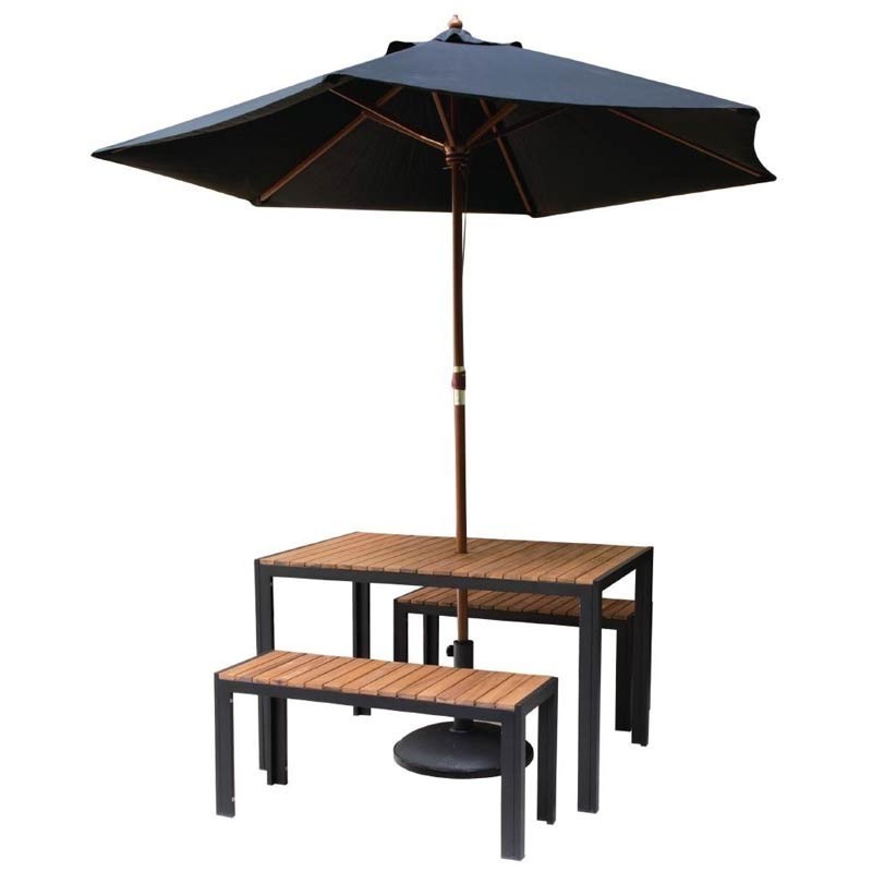 Banco rectangular Bolero de acero y madera acacia 1000mm (2uds.) Comprar Banco rectangular Bolero de acero y madera acacia 1000mm (2uds.) en Pepebar