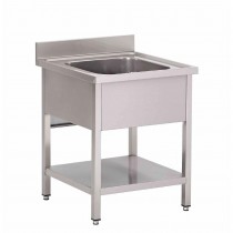 Fregadero acero inox Gastro-M 1 pila con estante 700x700x850mm GN199