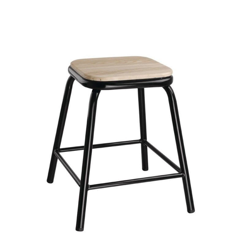 Comprar Taburetes bajos de acero con base de madera 4 unidades DE478 en Pepebar