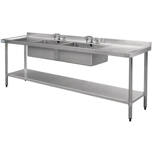 Comprar Fregadero doble industrial de acero inox Vogue 2400 x 600mm U910 en Pepebar