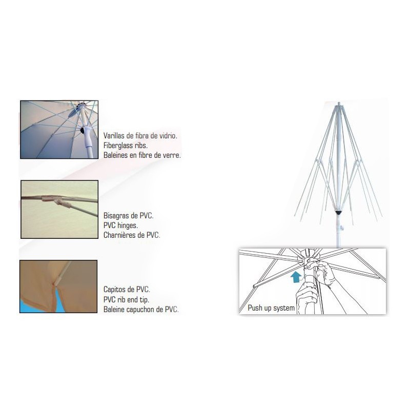 Comprar Parasol aluminio estriado diámetro 2m Aqua 839 en Pepebar