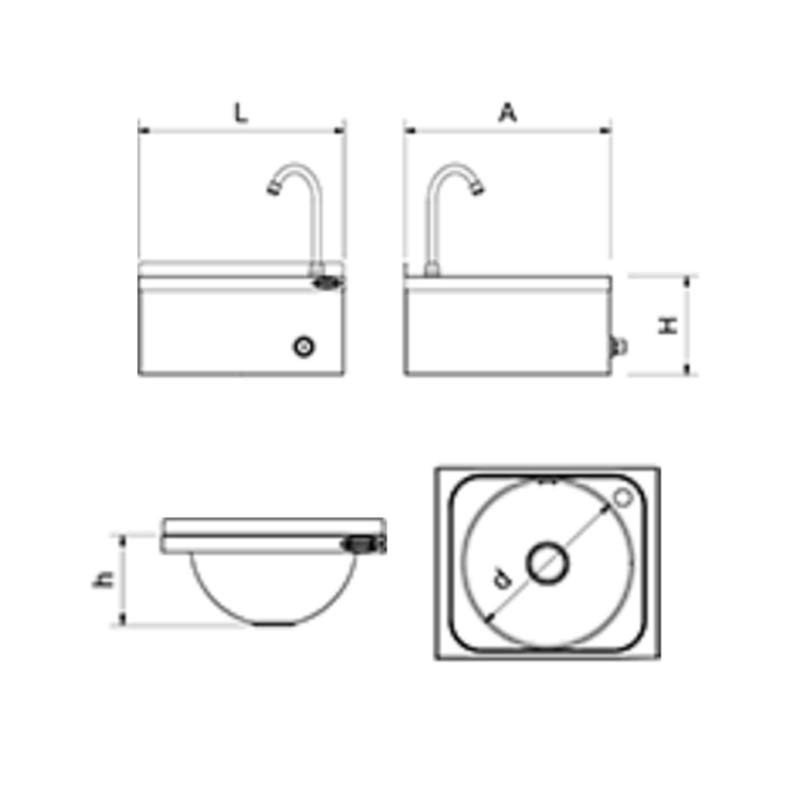 Comprar Lavamanos mural con pulsador de rodilla modelo pequeño XS 061422 en Pepebar