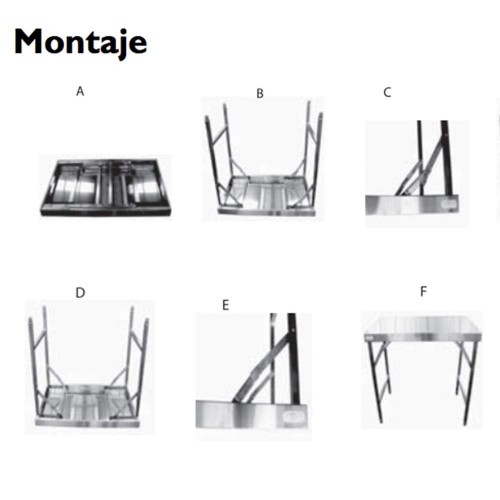 Comprar Mesa plegable acero inox 1800 x 600 x 900mm Vogue CB906 en Pepebar